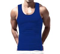 Sport Men's Classic Vest Top Cotton Sleeveless Undershirt, Business Tank Top, Sleeveless T-Shirt, Sleeveless T-Shirt, Sleeveless T-Shirt, Lightweight Summer Shirt, S-3XL, blue, XXL