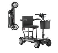 Sport Mobility Scooter,Scooter Lightweight,Scooter Folding Mobility | Flip Up Arm Rest,20KM Range 4 Wheel Electric Wheelchair Device with LED Headlight,Ideal for Elderly Gray,10A*2