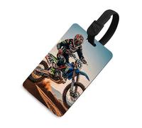 Sport Motorcycle Motocross Luggage Tag for Suitcases TSA Approved with Name Id Card Suitcase Tags Identifiers Black Strap Clear Window Personalized Baggage Tag for Cruise Airport Travel Essentials