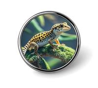 Sport Motorcycle Motocross Racing Theme Lapel Pin Fashion Brooch Pin Cute Button Badges Round Button Pins Enamel Pins Metal Pinback for Hat Shirt Clothing Bags Decoration, Leopard Little Gecko