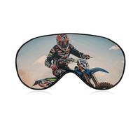 Sport Motorcycle Motocross Racing Theme Sleep Mask for Women Men, Breathable Soft Sleeping Mask Adjustable Eye Cover Light Blocking Eye Masks for Travel, Home, Office, Nap, Flights