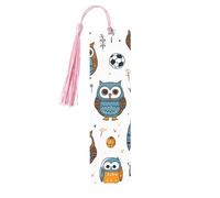 Sport Owl Bookmark Football Soccer Wooden Bookmark with Tassel Book Mark for Women Men Reading Page Markers Gifts for Book Lovers