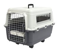 SPORT PET Designs Plastic Kennels Rolling Plastic Wire Door Travel Dog Crate - Medium