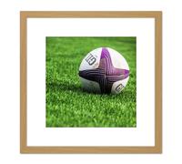 Sport Rugby Ball Field World Cup Photo 8X8 Inch Square Wooden Framed Wall Art Print Picture with Mount Artery8 Light Oak One Size