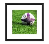 Sport Rugby Ball Field World Cup Photo 8X8 Inch Square Wooden Framed Wall Art Print Picture with Mount Artery8 Black One Size