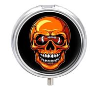 Sport Rugby Footballer Skull Football Cute Travel Pill Organizer Portable Small Round Medicine Case Box for Pocket Purse