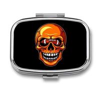 Sport Rugby Footballer Skull Football Cute Travel Pill Organizer Portable Small Square Medicine Case Box for Pocket Purse