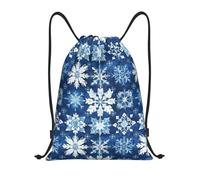 Sport Sack Blue Snowflake Pattern Print Swimming Bag Durable String Backpack School For Yoga Running Party