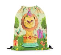 Sport Sack Cartoon Lion Happy Birthday Theme Gym Bag Unisex Backpacks Adults For Travel Holiday Outdoor