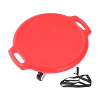 Sport Scooter Boards with Handles, 15”×13”×3.5” Red Round Plastic Floor Surfer with Quiet Rubber Universal Wheels, Kids Sitting Scooter Board for Gym Class Children Physical Education Home Use