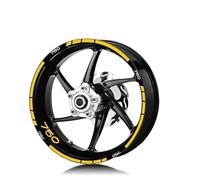 Sport Scooter Motorcycle Sticker Wheel Tire Decal Inner Outer Rim Reflective Decorative Decal Kit Set for Z750 Z 750(YLW)