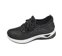 Sport Shoes Women Walking Trainers for Women Lightweight Breathable Knit Sneakers Comfortable Slip On Athletic Shoes with Non-Slip Sole for Running Workout and Everyday Wear Black Trainers Womens
