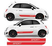 Sport Side Racing Stripe Vinyl Decal Stickers Kit Compatible with Fiat 500, 595, 695 Abarth (Black)
