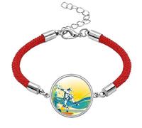 Sport Skateboard Colorful Illustration Lucky Red String Bracelet Rope Bracelet Handmade