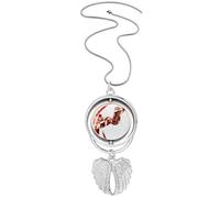 Sport Skateboard Watercolor Skiing Illustration Pendant Angel Wings Rotating Necklace Jewelry