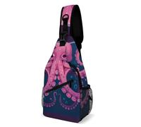 Sport Sling Bag, Comfortable Shoulder Chest Pack, Ideal for Walking, Hiking or Commuting, Octopus Floating in The Water