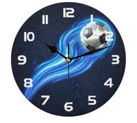 Sport Soccer Ball Wall Clock Silent Non-Ticking,Chic Football 9.5 Inch Round Wall Clock Battery Operated Clock Decor for Boy Room Home Wall Bathroom Kitchen Bedroom Living Room Office Classroom Patio