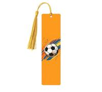 Sport Soccer Bookmark Watercolor Football Wooden Bookmark with Tassel Book Mark for Women Men Reading Page Markers Gifts for Book Lovers