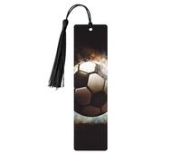 Sport Soccer Wooden Bookmarks 5pcs with Black Tassels Handmade Double-Sided Printed Book Marks Page Markers Book Accessories Gift for Book Lovers Women Men