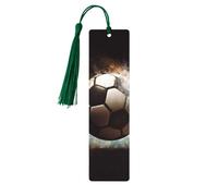 Sport Soccer Wooden Bookmarks 5pcs with Dark Green Tassels Handmade Double-Sided Printed Book Marks Page Markers Book Accessories Gift for Book Lovers Women Men