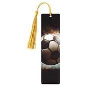 Sport Soccer Wooden Bookmarks 5pcs with Gold Tassels Handmade Double-Sided Printed Book Marks Page Markers Book Accessories Gift for Book Lovers Women Men