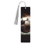 Sport Soccer Wooden Bookmarks 5pcs with Gray Tassels Handmade Double-Sided Printed Book Marks Page Markers Book Accessories Gift for Book Lovers Women Men