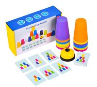 Sport Stacking Cups, 12 Cups 50 Cards 1 Call Bell Speed Match CupsGames For Challenge Competition Travel Party Gift For Kids And Adults (Colorful) Speed StackingCups
