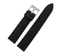 Sport Strap Suitable Compatible With Omega Moon Soft Rubber Silicone Wrist Bnad Bracelet 20mm Watch Accessories Compatible With Swatch(Black black silver)