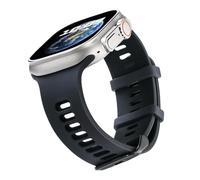 Sport Straps Compatible with Apple Watch Ultra 1/2 Starp Men,Soft Silicone Wristbands for Apple Watch iWatch Series 8 7 6 5 4 SE(1 Pack) (49mm/45mm/44mm/42mm, Space Grey-Black)