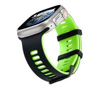 Sport Straps Compatible with Apple Watch Ultra 1/2 Starp Men,Soft Silicone Wristbands for Apple Watch iWatch Series 8 7 6 5 4 SE(1 Pack) (49mm/45mm/44mm/42mm, Black-Fluorescent Green)