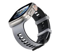 Sport Straps Compatible with Apple Watch Ultra 1/2 Starp Men,Soft Silicone Wristbands for Apple Watch iWatch Series 8 7 6 5 4 SE(1 Pack) (49mm/45mm/44mm/42mm, Grey-Black)