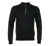 Sport Stripe Knitted Long Sleeve Polo Shirt Black, XXL