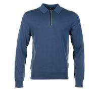 Sport Stripe Knitted Long Sleeve Polo Shirt Indigo, XL