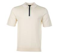 Sport Stripe Knitted Short Sleeve Polo Shirt Ivory, Medium