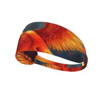 Sport Sweatband Head Bands Lightweight Breathable Non Slip Workout Headband | Orange Red Phoenix Hairband Wicking Headscarf For Fitness Cycling Hiking Yoga Football Exercise