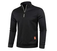Sport Sweatshirt For Men Uk Warm Jackets Quarter Zip Collision Splicing Sweatshirts Fleece Chunky Knitted Sweatshirts Stand-Up Collar Classic Knitwear Jacket For Gym Outdoor Running Hiking Black