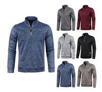 Sport Sweatshirt For Men Uk Warm Jackets Quarter Zip Collision Splicing Sweatshirts Fleece Chunky Knitted Sweatshirts Stand-Up Collar Classic Knitwear Jacket For Gym Outdoor Running Hiking Navy