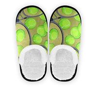 Sport Tennis Ball Rackets Womens Slippers Mens Winter Slipper Comfortable Fuzzy Size M for Indoor Outdoor Travel Use
