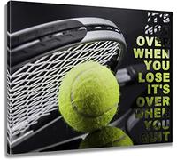 Sport Tennis Quotes It's Not Over When You Lose It's Over When You Quit Inspirational Canvas Wall Art Framed for Office Living Room Home Decor-12 x16 in