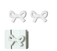 Sport Tent 2PCS Handmade Metal White Bow Cabinets Knobs for Cabinet Drawer Cupboard Pulls Handle Perfect Decor Furniture Accessories (White, 2pcs)