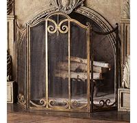 Sport Tent 3-Panel Shabby Chic Fireplace Screen,Heavy Duty Wrought Iron Foldable Fireplace Cover for Living Room Home Decor,Outdoor Grills, Wood Burning & Stoves Protection