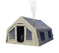 Sport Tent 4 Season Cotton Camping Tent Inflatable Tent with Separate Living and Sleeping Area,8-10 Person Luxury Detachable Doors and Windows Air Tents Pop-Up Tent with Stove Jack Hole and Pump