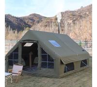 Sport Tent 4 Season Cotton Canvas Waterproof Inflatable Tents with Pump and Stove Jack Hole,4-6 Person Blow Up Tent Large Air Tent Pop-Up Tents,Easy Setup (Army Green, Large(12㎡))