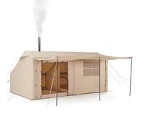 Sport Tent 4 Season Cotton Canvas Waterproof Pop-Up Tent with Awning and Stove Jack Hole,4-6 Person Deluxe Family Tent with Separate Living And Sleeping Area,Large Camping Tent,Quick to set up