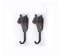 Sport Tent Animal Cat Vintage Cast Iron Coat Hook Hanger Wall Mount Single for Hanging Coat Key Hat Set of 2 (Cat2)
