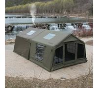 Sport Tent Cotton Canvas flatable Tent with Detachable Awning & TPU Door and Windows,5-6 Person Pop-Up Tent with Stove Jack Hole & Cable Hole