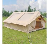 Sport Tent Cotton Canvas Inflatable Tents for Camping with Stove Jack Hole and Cable,2/4/6 Person Tent with 2 Large TPU Skylights and Pump,Mesh Windows,Easy Setup 4 Season Glamping Tent
