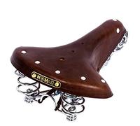 Sport Tent Vintage Classic Bicycle Saddle Brown Leather Saddle Coil Spring Rivets Bike Seat with Clamp and Rivet