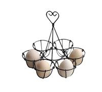 Sport Tent Vintage Egg Holder with Handle,Metal Wire Egg storage for Kitchen, Hold up to 6 Eggs (Brown)