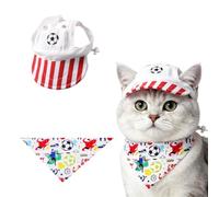 Sport Themed Pet Hat Bandana Set, Adjustable Dog Cat Soccer Baseball Cap, Soft Fabric Pet summer Outfit Accessory for Cats Small Medium Dogs Party Outdoor Shooting